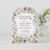 Invitation Alors Berry Sweet rose En vichy fille à la douche  (Debout devant)