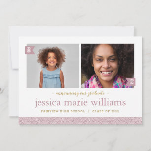 Invitation Alors et maintenant 2 Photo Graduation Party Invit