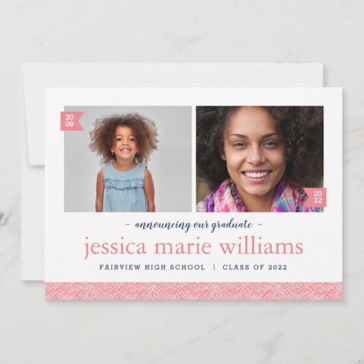 Invitation Alors et maintenant 2 Photo Graduation Party Invit (Devant)