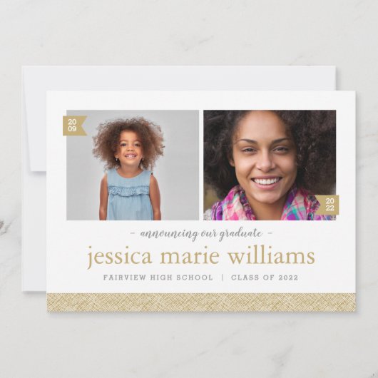 Invitation Alors et maintenant 2 Photo Graduation Party Invit (Devant)