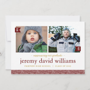 Invitation Alors et maintenant 2 Photo Graduation Party Invit