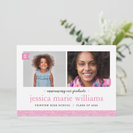 Invitation Alors et maintenant 2 Photo Graduation Party Invit (Debout devant)