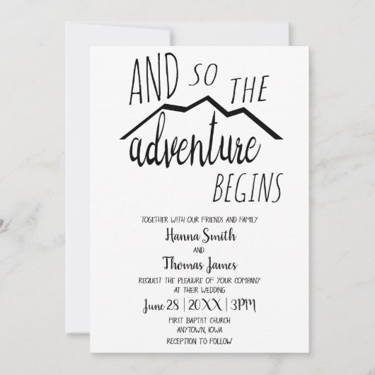 Invitation Alors L'Aventure Commence Rustic Mountain Mariage  (Devant)