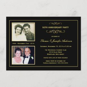 Invitation Alors & Maintenant 50e anniversaire d'or avec 2 ph