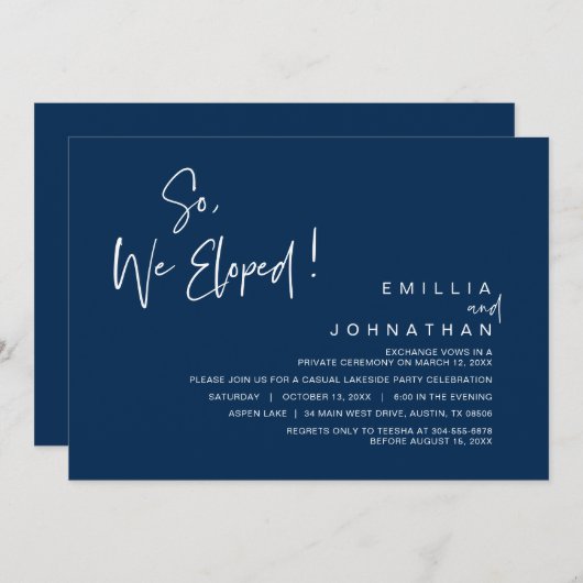 Invitation Alors, Nous Avons Été Invités, Mariage Elopement P (Devant / Derrière)
