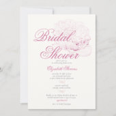 Invitation Alors Pink Peony Calligraphie Élégante Fête des ma (Devant)