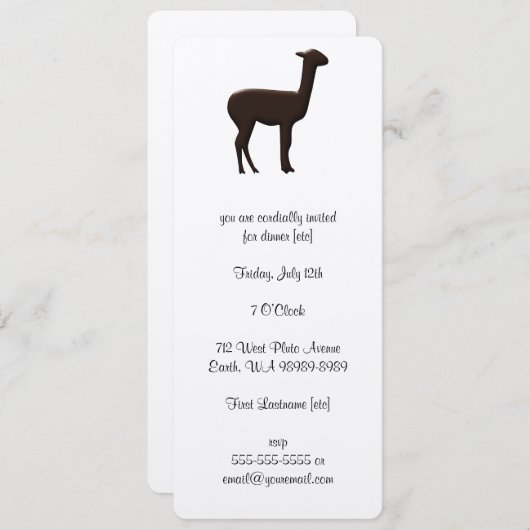 Invitation Alpaca (Devant / Derrière)