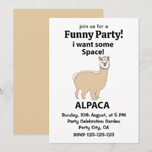 Invitation Alpaca je veux un peu d'espace drôle Alpaca