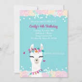 Invitation Alpaca Llama Face À L'Invitation Anniversaire de e (Devant)