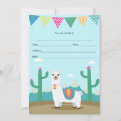 Invitation Alpaca llama Remplir En anniversaire de (Devant)