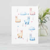 Invitation Alpacas mignons et nuages (Debout devant)