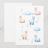 Invitation Alpacas mignons et nuages (Devant / Derrière)