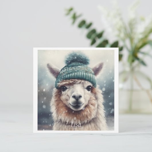Invitation Alpaga doux d'hiver, sur mesure (Debout devant)