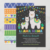 Invitation Alpaga mignon de cactus de baby shower de garçon (Devant / Derrière)