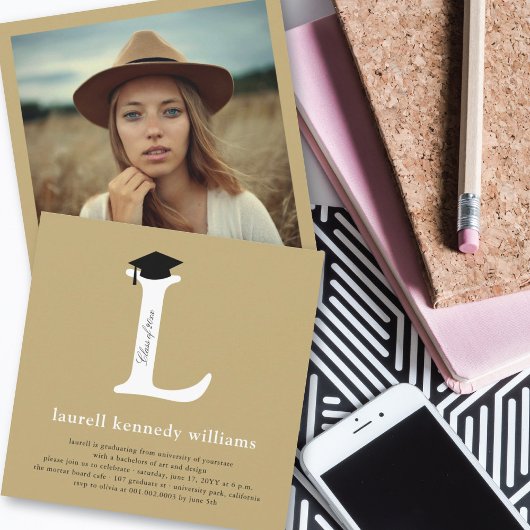 Invitation Alphabet L Monogramme Classique Photo Fête de Remi