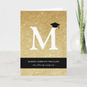 Invitation Alphabet Monogramme Moderne M Paillettes Dorées Ph (Devant)