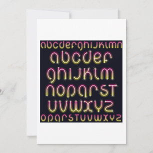 Invitation Alphabet néon rose et jaune rétro des années 80