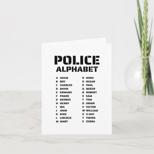 Invitation Alphabet phonétique de la police (Devant)