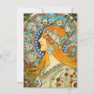 Invitation Alphonse Mucha Art Nouveau Zodiac