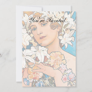 Invitation Alphonse Mucha - Fleur - Art Nouveau Rétro
