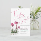 Invitation Alpine catchfly aquarelle rose fleurs mariage (Debout devant)