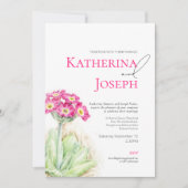 Invitation Alpine primrose aquarelle rose mariage photo (Devant)