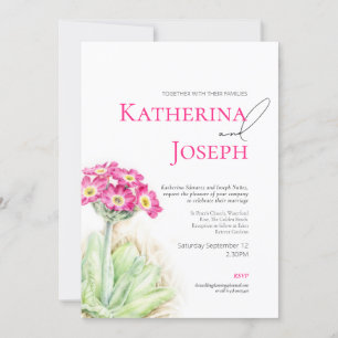 Invitation Alpine primrose aquarelle rose mariage photo