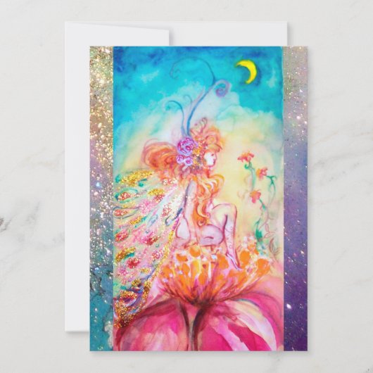 Invitation ALTHEA, monogramme bleu rose jaune vert étincelant (Devant)