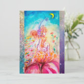 Invitation ALTHEA, monogramme bleu rose jaune vert étincelant (Debout devant)