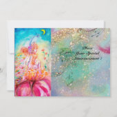 Invitation ALTHEA, monogramme bleu rose jaune vert étincelant (Dos)