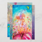 Invitation ALTHEA, monogramme bleu rose jaune vert étincelant (Devant / Derrière)