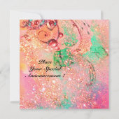 Invitation ALTHEA , monogramme rose bleu jaune vert scintilla (Dos)