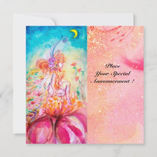 Invitation ALTHEA, monogramme rose bleu jaune vert scintillan (Dos)