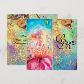 Invitation ALTHEA, monogramme rose bleu jaune vert scintillan (Devant / Derrière)