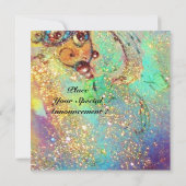 Invitation ALTHEA, monogramme rose bleu jaune vert scintille (Dos)