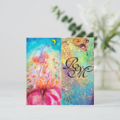 Invitation ALTHEA, monogramme rose bleu jaune vert scintillem (Debout devant)