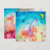 Invitation ALTHEA, monogramme rose bleu jaune vert scintillem (Devant / Derrière)