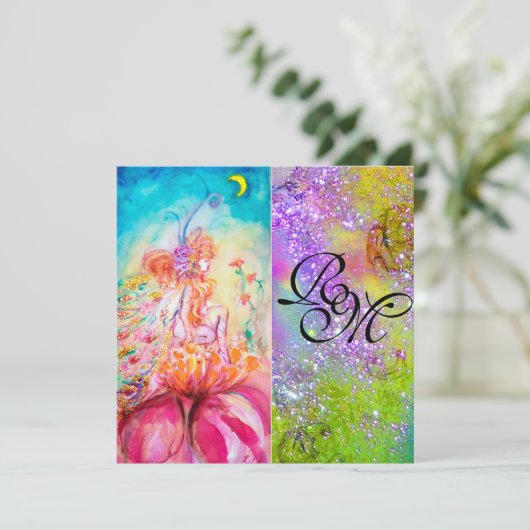 Invitation ALTHÉE/Fleur Fée, Épersion violette verte Monogram (Debout devant)