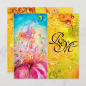 Invitation ALTHÉE/Fleur Fée, Monogramme d'étincelles jaune or (Devant / Derrière)