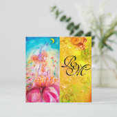 Invitation ALTHÉE/Fleur Fée, Monogramme d'étincelles jaune or (Debout devant)