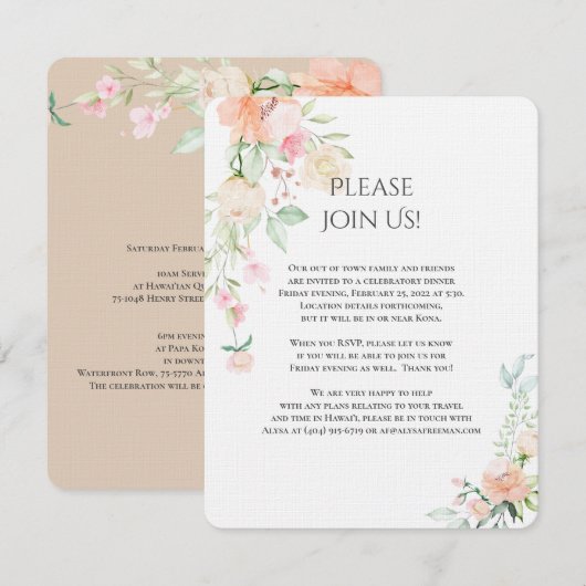 Invitation Alysa -Révisée2a Détail de l'aquarelle fleuris de  (Devant / Derrière)