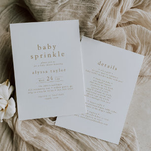 Invitation ALYSSA Blanc Or Moderne Boho Simple Baby Sprinking