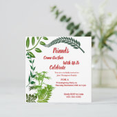 Invitation Amabilité Automne automne Vert feuillage Aquarelle (Debout devant)