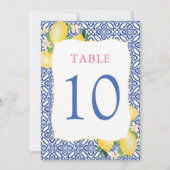 Invitation Amalfi Aquarelle Citron Bleu Carreau 5x7 Numéro de (Devant)