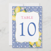 Invitation Amalfi Aquarelle Citron Bleu Carreau 5x7 Numéro de (Dos)