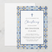 Invitation Amalfi Bleu Carrelage Jaune Méditerranéen Christin (Devant / Derrière)