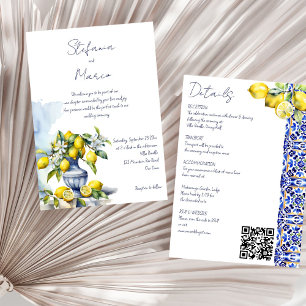 Invitation Amalfi citrons italiens de tuiles bleues tout en u