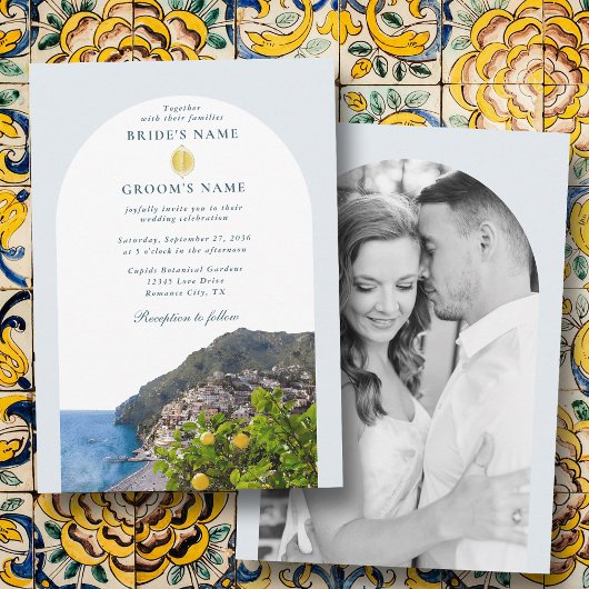 Invitation Amalfi Coast Arch Italy Lemons Wedding Photo