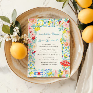 Invitation Amalfi Coast Bleu tuiles Mariage italien