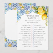 Invitation Amalfi Coast Bridal Shower Would She Rather Game (Devant / Derrière)